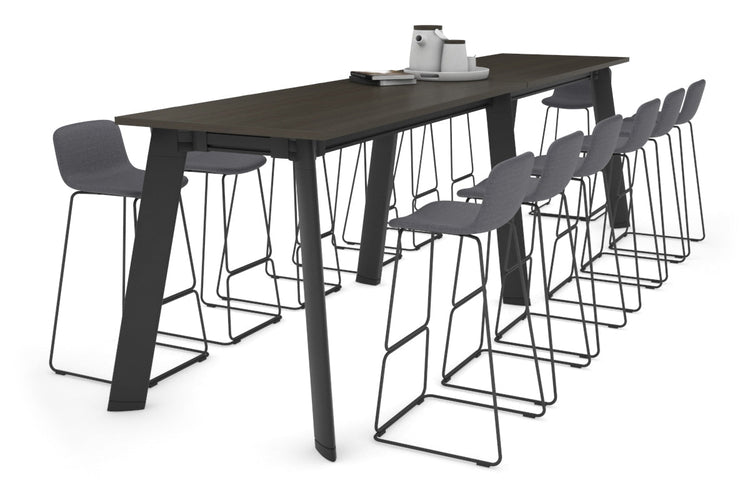 Switch Collaborative Counter High Table [3200L x 800W] Jasonl black leg dark oak 