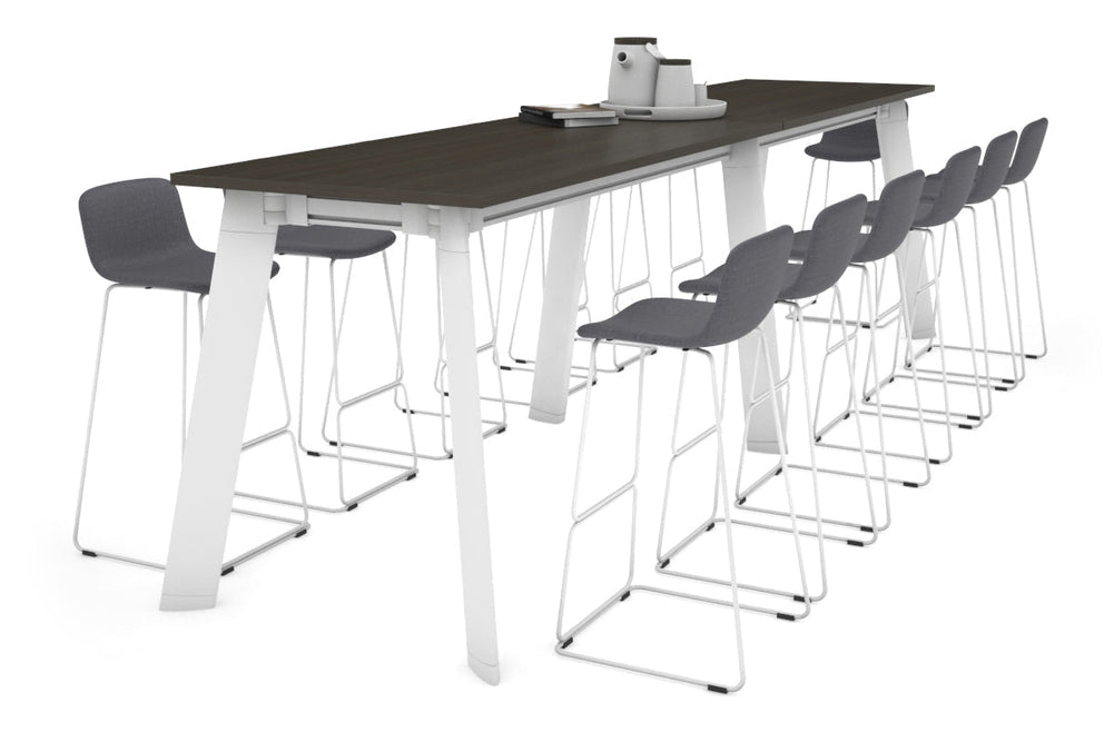 Switch Collaborative Counter High Table [3200L x 800W]-white leg dark oak 