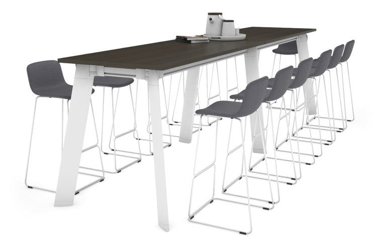 Switch Collaborative Counter High Table [3200L x 800W] Jasonl white leg dark oak 