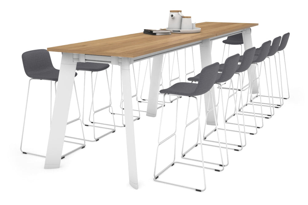 Switch Collaborative Counter High Table [3600L x 800W]-white leg salvage oak 