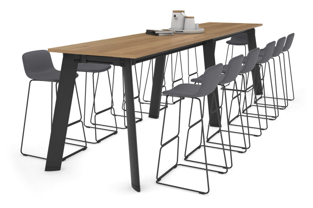 Switch Collaborative Counter High Table [3600L x 800W]-black leg salvage oak 