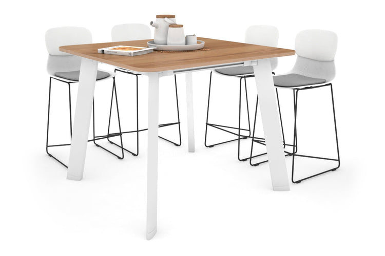 Switch Collaborative Large Counter High Table [1100L x 1100W with Rounded Corners] Jasonl white leg salvage oak 