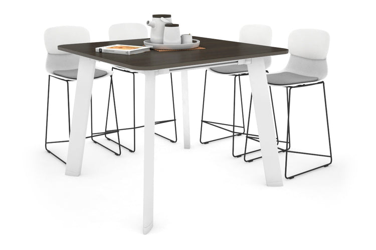 Switch Collaborative Large Counter High Table [1100L x 1100W with Rounded Corners] Jasonl white leg dark oak 