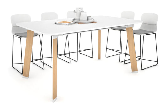 Switch Collaborative Large Counter High Table [1800L x 1100W with Rounded Corners] Jasonl wood imprint leg white 