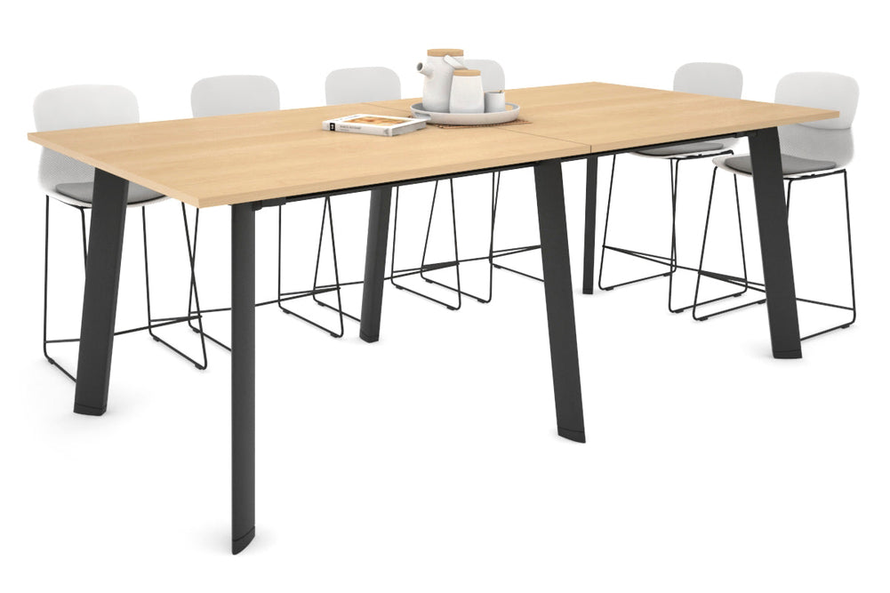 Switch Collaborative Large Counter High Table [2400L x 1200W]-black leg maple 