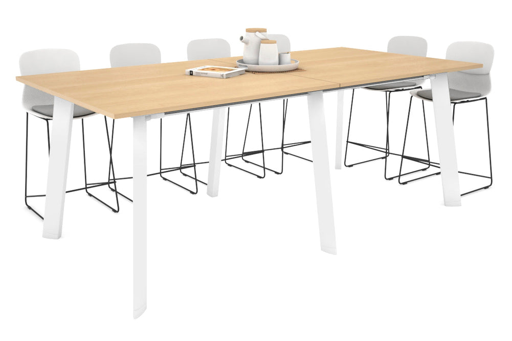 Switch Collaborative Large Counter High Table [2400L x 1200W]-white leg maple 