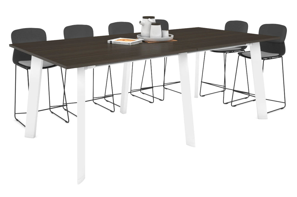 Switch Collaborative Large Counter High Table [2400L x 1200W]-white leg dark oak 