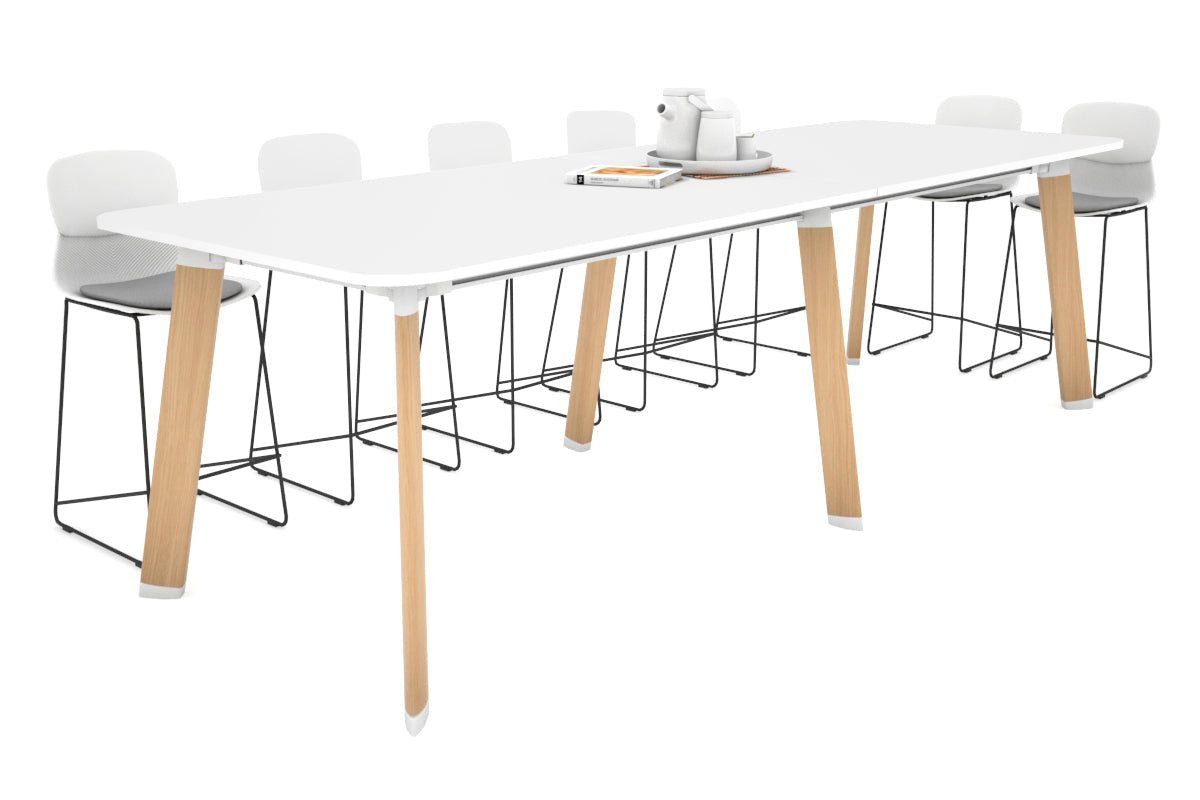 Switch Collaborative Large Counter High Table [3200L x 1100W with Rounded Corners] Jasonl wood imprint leg white 