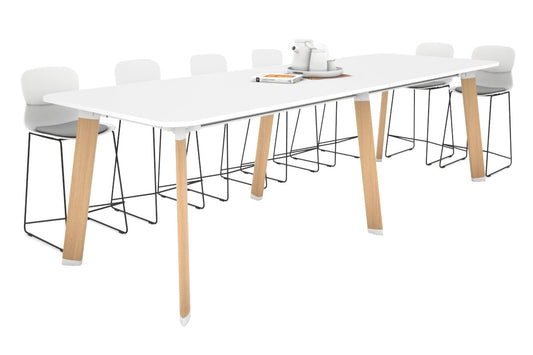 Switch Collaborative Large Counter High Table [3200L x 1100W with Rounded Corners] Jasonl wood imprint leg white 