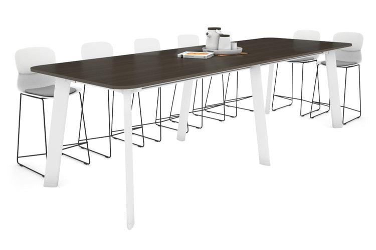 Switch Collaborative Large Counter High Table [3200L x 1100W with Rounded Corners] Jasonl white leg dark oak 