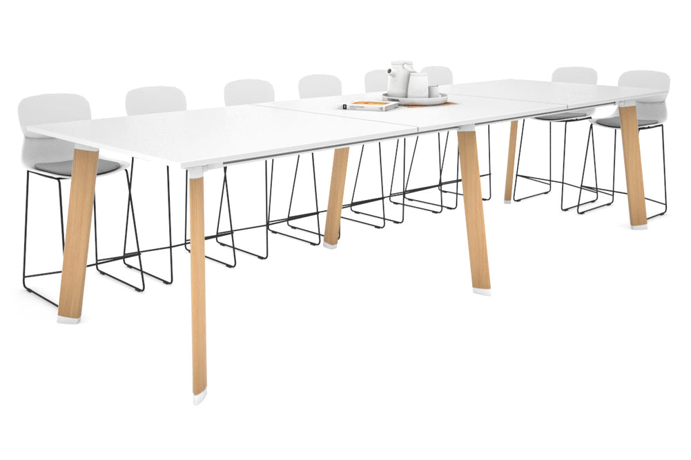 Switch Collaborative Large Counter High Table [3600L x 1200W]-wood imprint leg white 