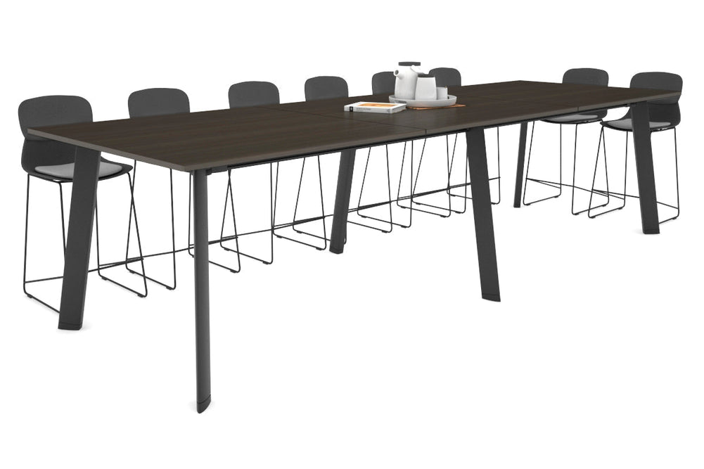 Switch Collaborative Large Counter High Table [3600L x 1200W]-black leg dark oak 