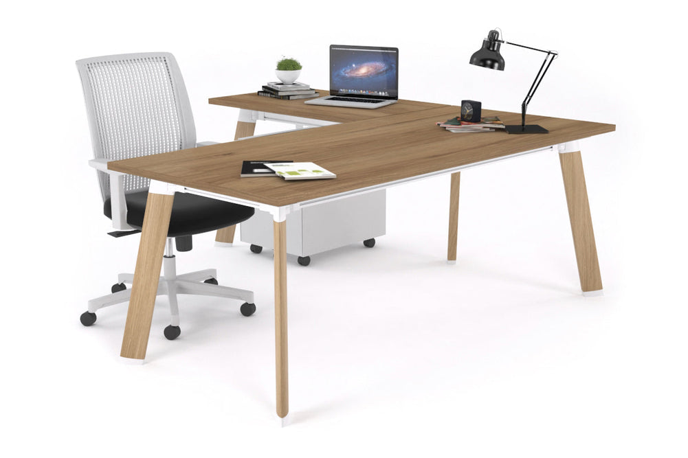 Switch Executive Corner Office Desk [1600L x 1450W]-wood imprint leg salvage oak none