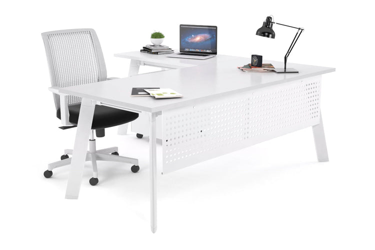 Switch Executive Corner Desk [1600L x 1450W] Jasonl white leg white modesty panel