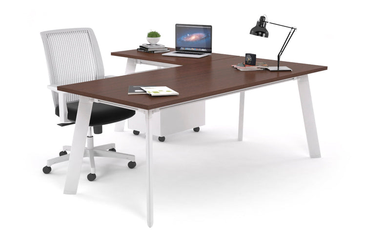 Switch Executive Corner Desk [1600L x 1450W] Jasonl white leg wenge none