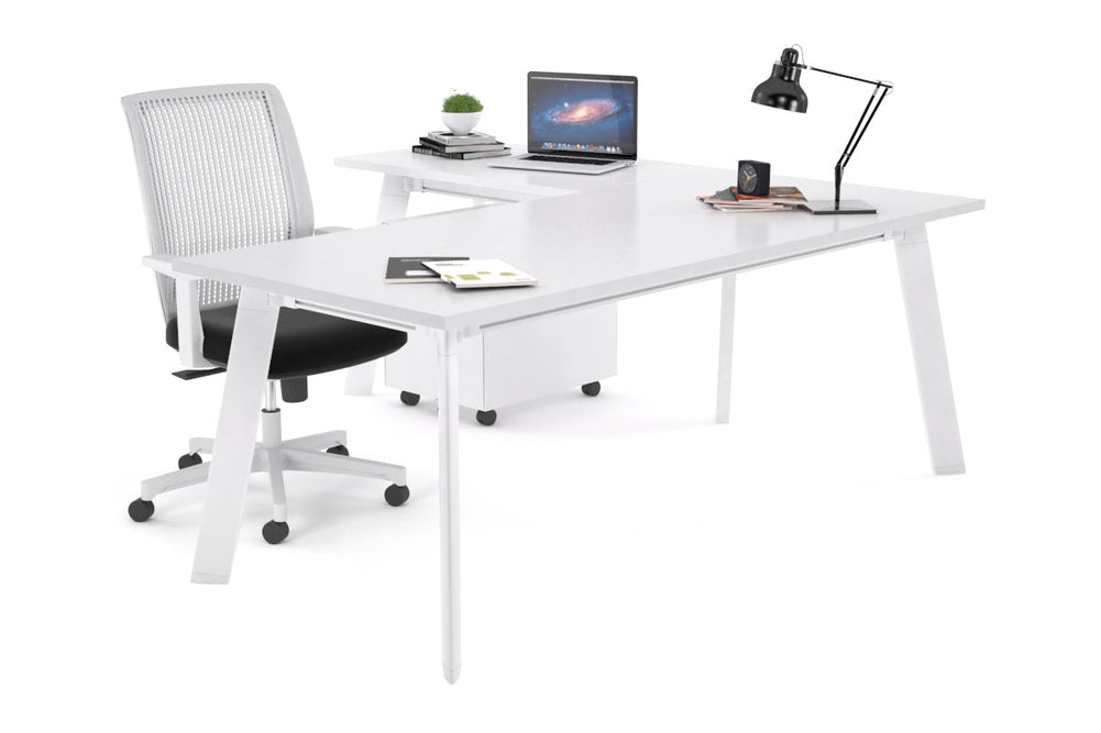 Switch Executive Corner Office Desk [1600L x 1450W]-white leg white none
