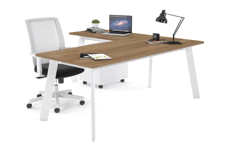 Switch Executive Corner Desk [1600L x 1450W] Jasonl white leg salvage oak none
