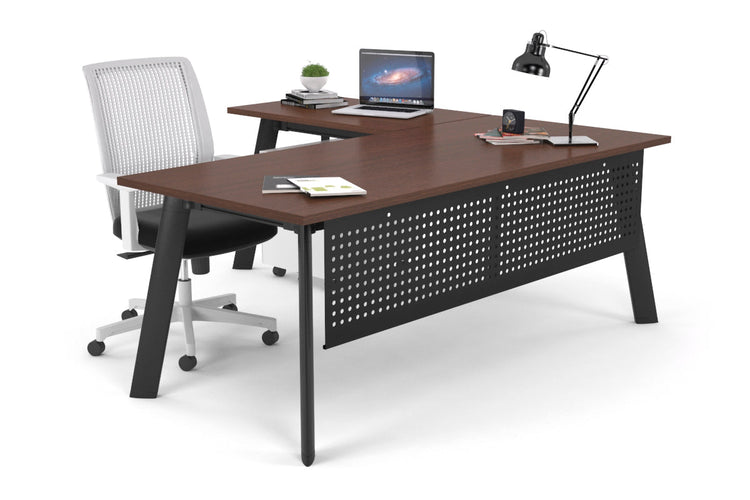 Switch Executive Corner Desk [1600L x 1450W] Jasonl black leg wenge modesty panel