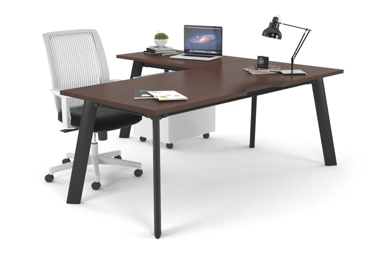 Switch Executive Corner Desk [1600L x 1550W with Cable Scallop] Jasonl black leg wenge none