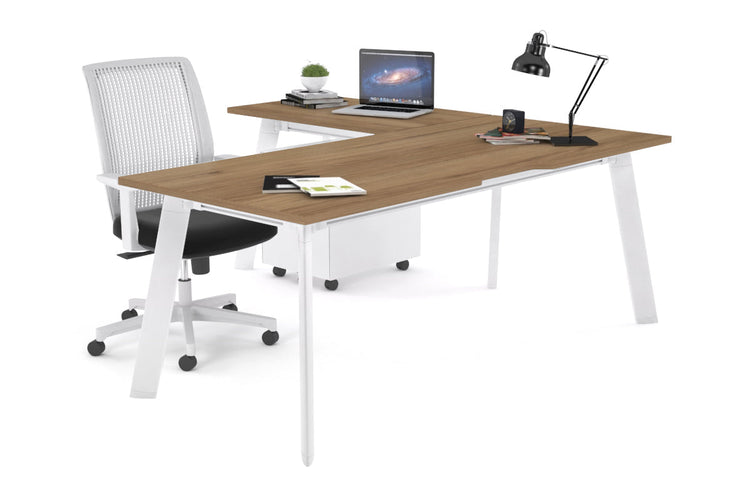 Switch Executive Corner Desk [1600L x 1550W with Cable Scallop] Jasonl white leg salvage oak none