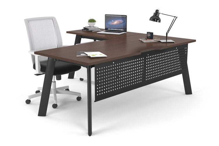 Switch Executive Corner Desk [1600L x 1550W with Cable Scallop] Jasonl black leg wenge modesty panel