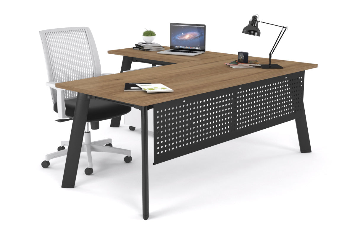 Switch Executive Corner Desk [1600L x 1700W] Jasonl black leg salvage oak modesty panel