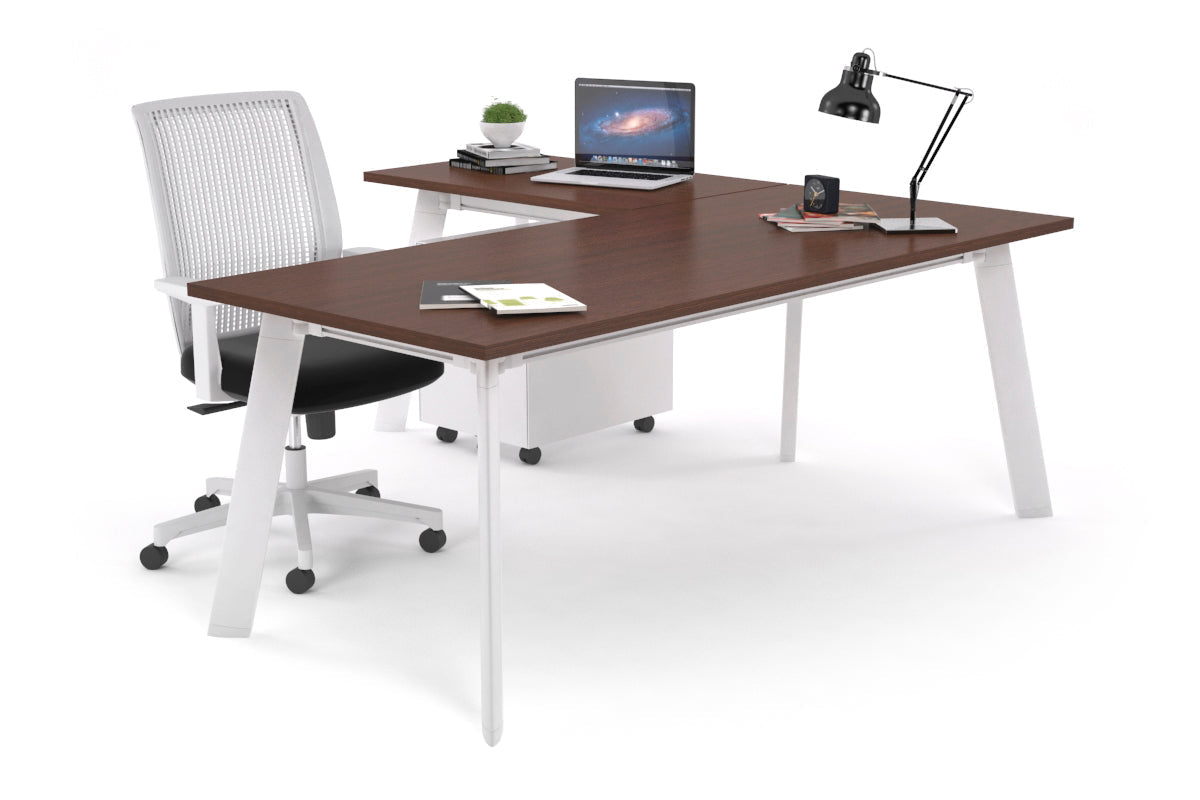 Switch Executive Corner Desk [1800L x 1450W] Jasonl white leg wenge none