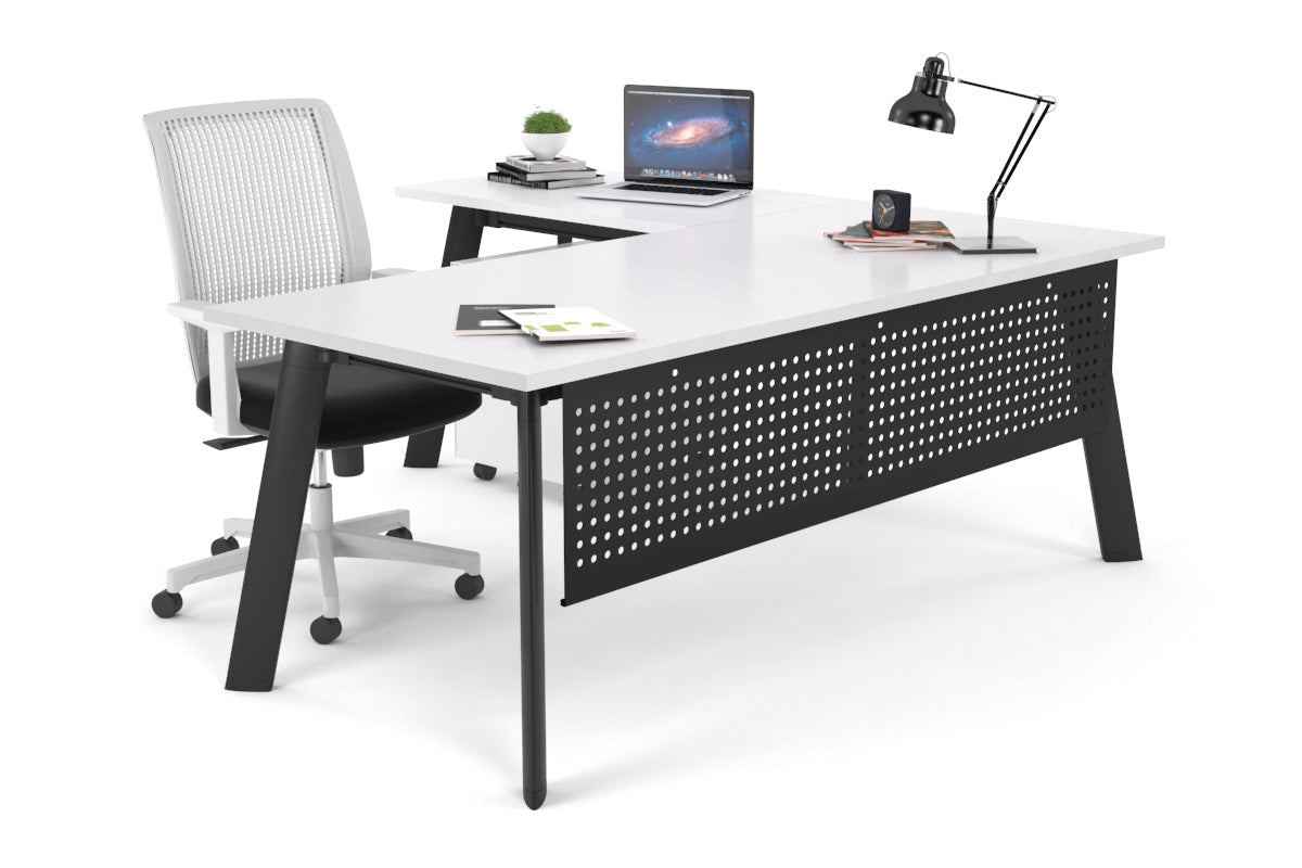 Switch Executive Corner Desk [1800L x 1700W] Jasonl black leg white modesty panel