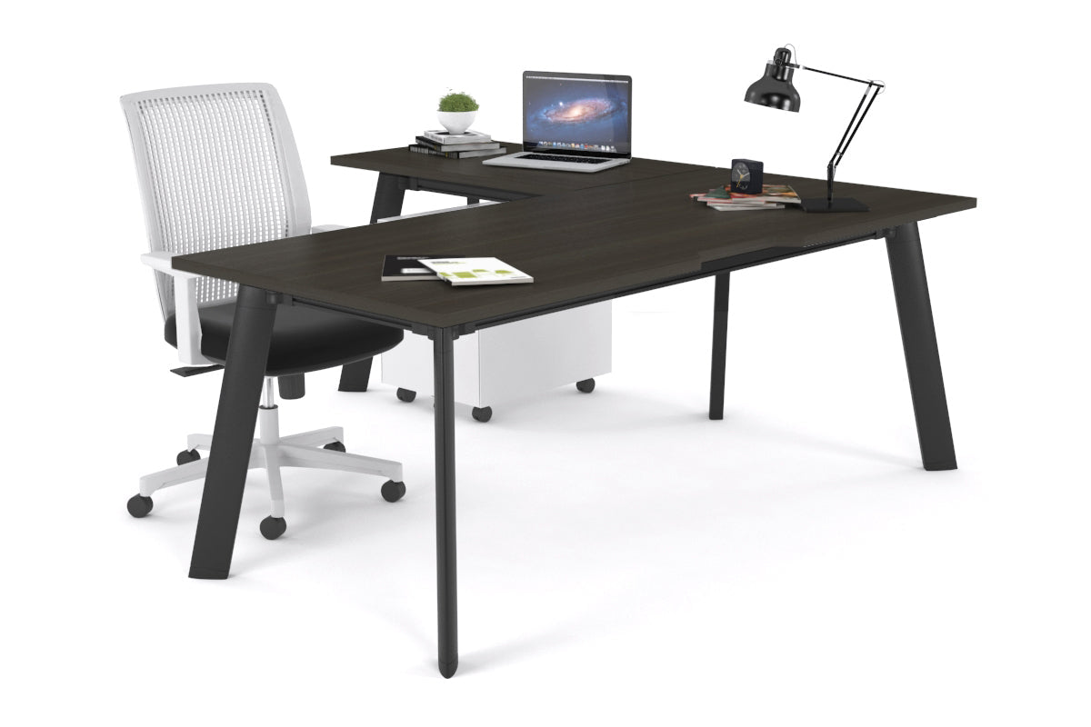Switch Executive Corner Desk [1800L x 1800W with Cable Scallop] Jasonl black leg dark oak none