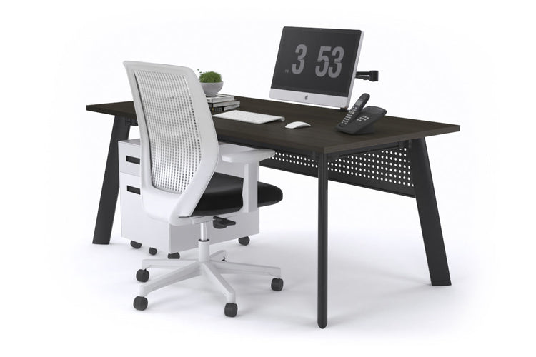 Switch Executive Desk [1200L x 700W] Jasonl black leg dark oak modesty panel
