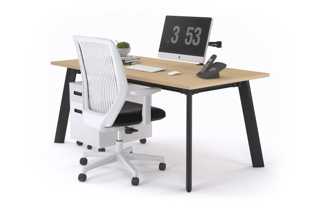 Switch Executive Desk [1200L x 700W]-black leg maple none