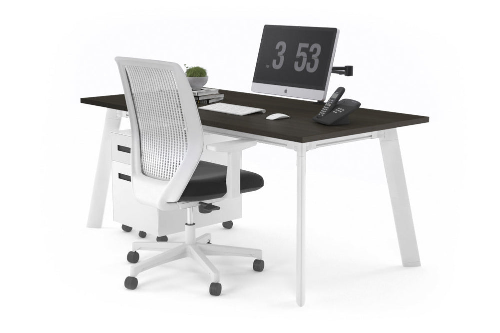 Switch Executive Desk [1200L x 700W]-white leg dark oak none