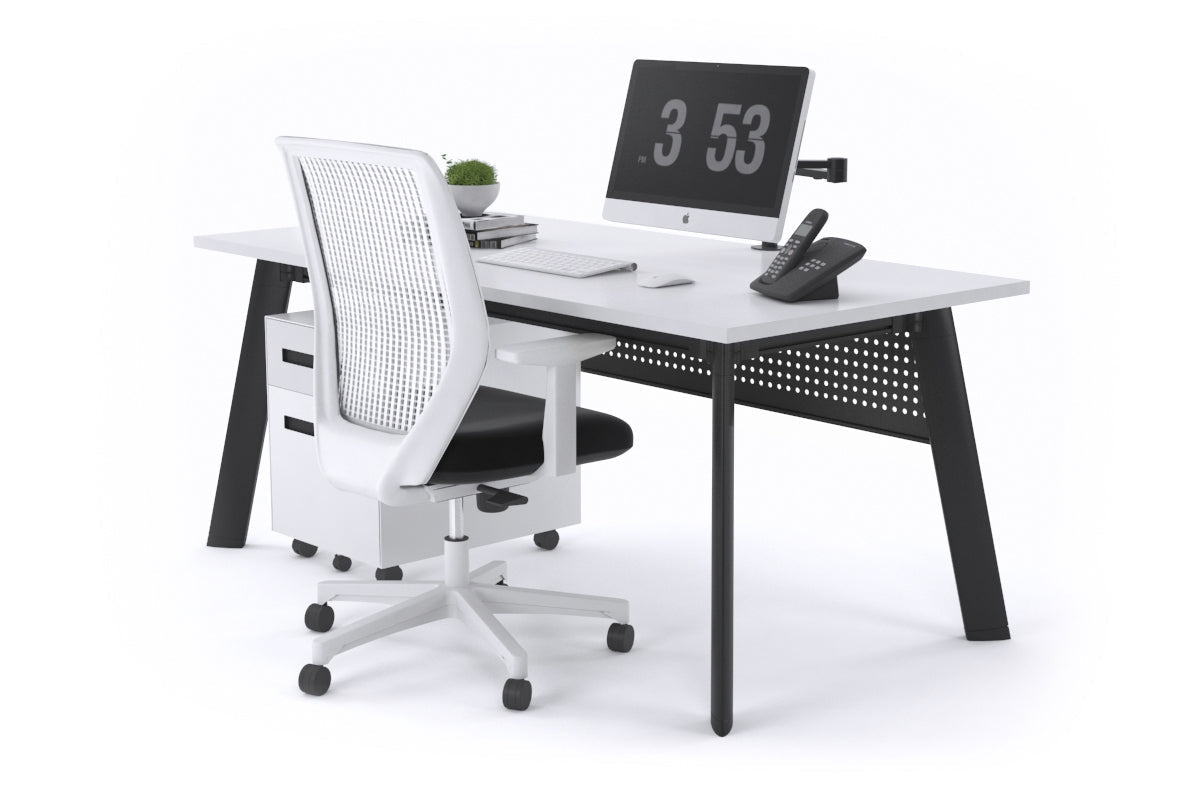 Switch Executive Desk [1200L x 700W] Jasonl black leg white modesty panel