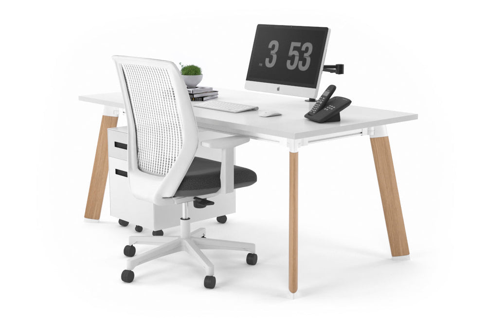 Switch Executive Desk [1200L x 700W]-wood imprint leg white none
