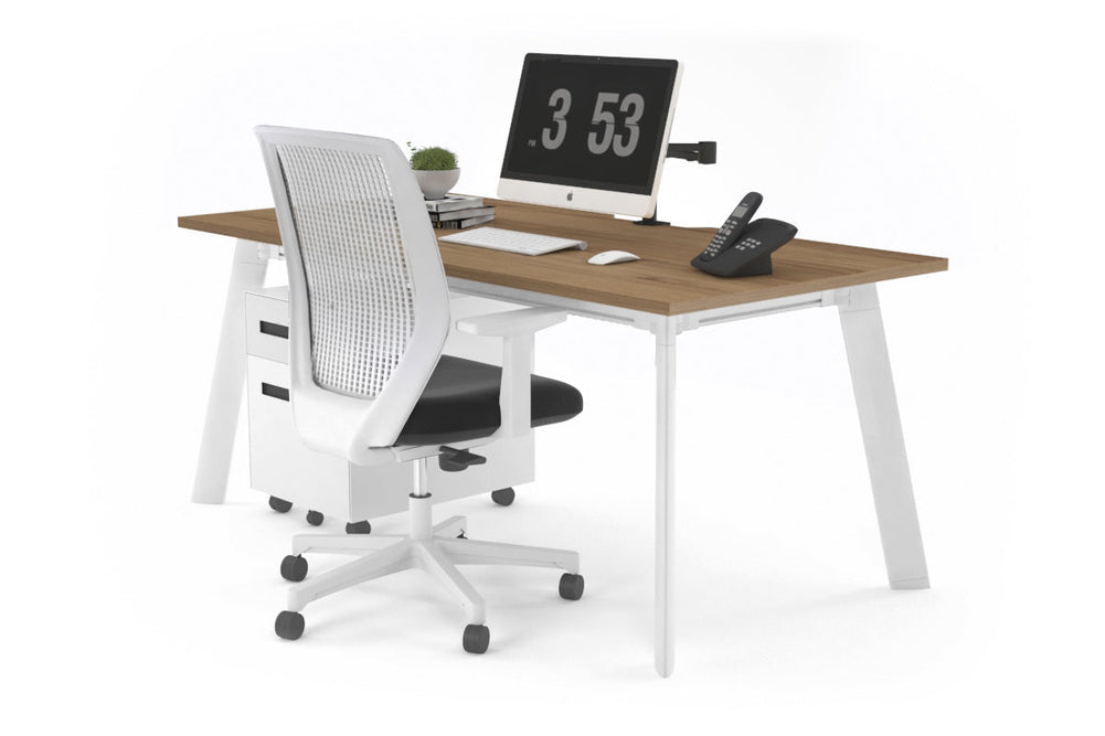 Switch Executive Desk [1200L x 800W with Cable Scallop]-white leg salvage oak none