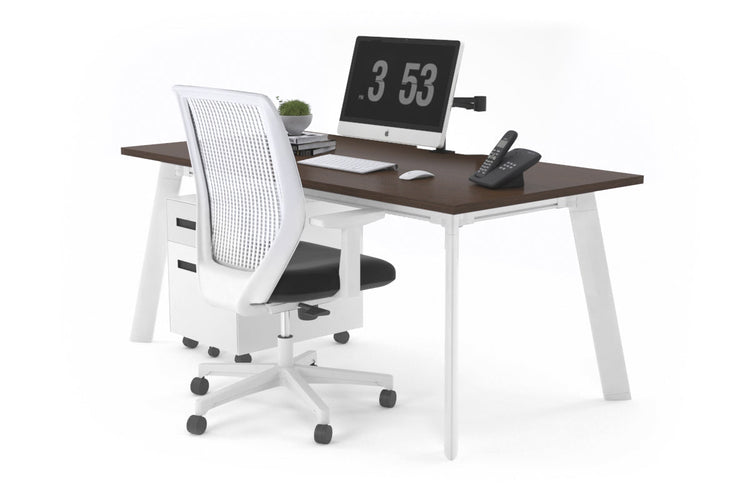 Switch Executive Desk [1200L x 800W with Cable Scallop] Jasonl white leg wenge none