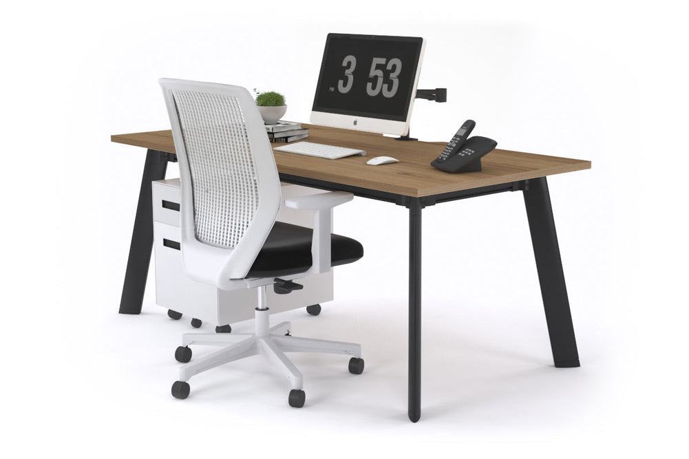Switch Executive Desk [1200L x 800W with Cable Scallop]-black leg salvage oak none