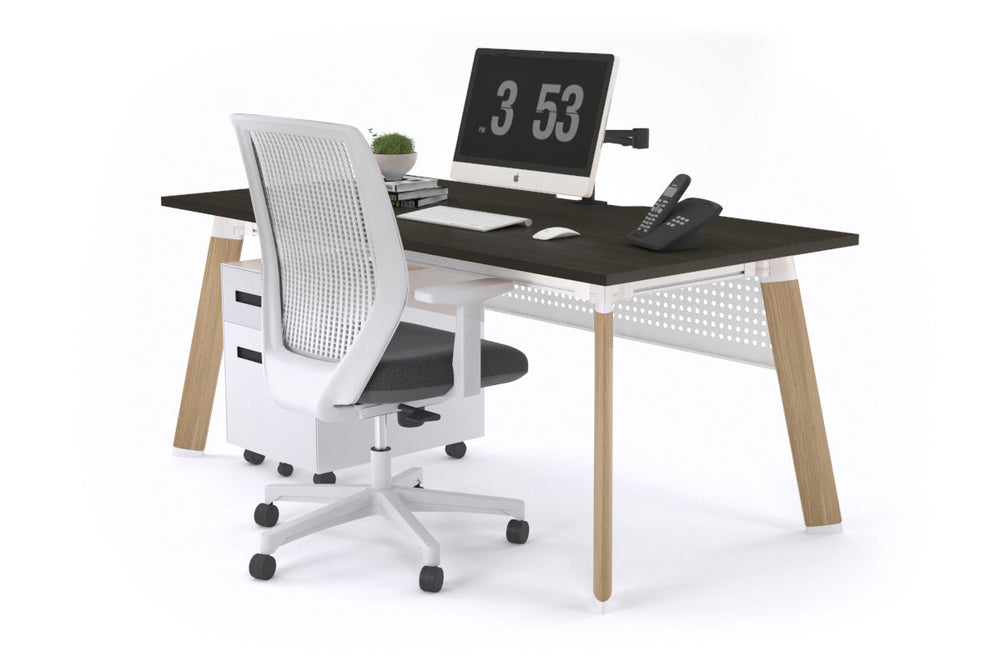 Switch Executive Desk [1200L x 800W with Cable Scallop]-wood imprint leg dark oak modesty panel