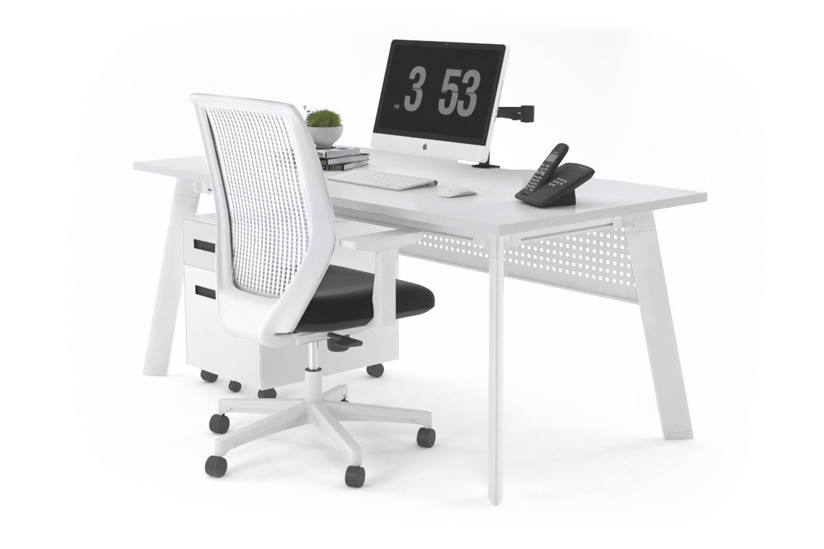 Switch Executive Desk [1200L x 800W with Cable Scallop] Jasonl white leg white modesty panel