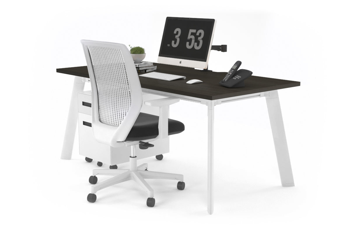Switch Executive Desk [1200L x 800W with Cable Scallop] Jasonl white leg dark oak none