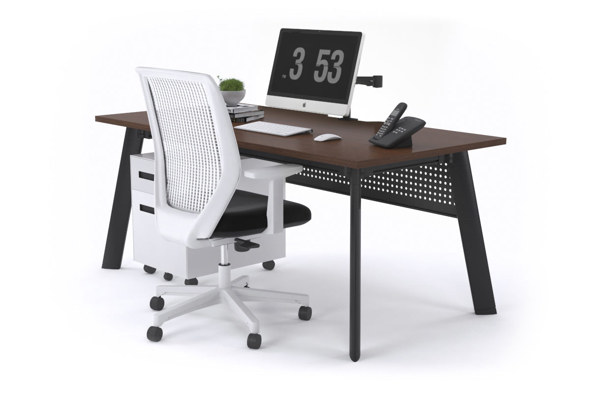 Switch Executive Desk [1200L x 800W with Cable Scallop] Jasonl black leg wenge modesty panel
