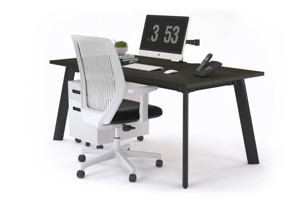 Switch Executive Desk [1200L x 800W with Cable Scallop]-black leg dark oak none