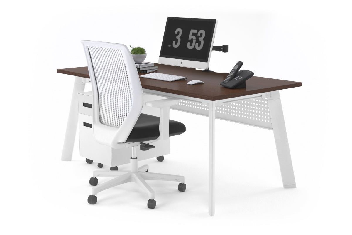 Switch Executive Desk [1200L x 800W with Cable Scallop] Jasonl white leg wenge modesty panel