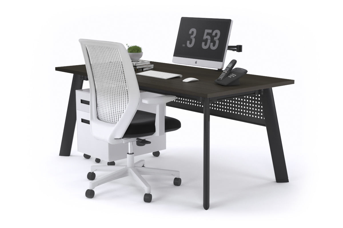 Switch Executive Desk [1400L x 700W] Jasonl black leg dark oak modesty panel