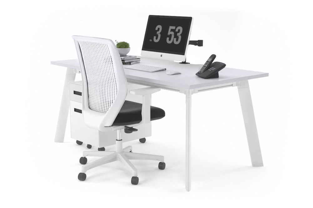 Switch Executive Desk [1400L x 800W with Cable Scallop]-white leg white none