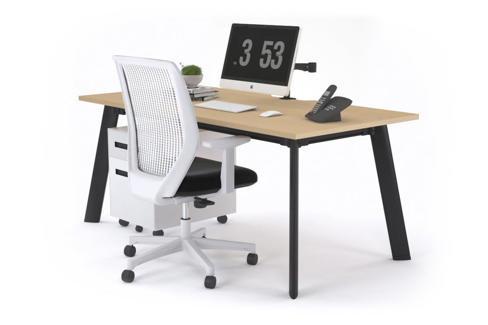 Switch Executive Desk [1400L x 800W with Cable Scallop]-black leg maple none
