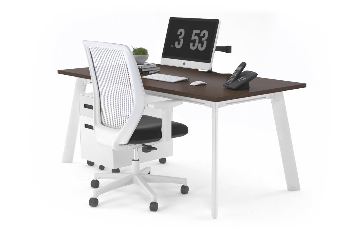 Switch Executive Desk [1400L x 800W with Cable Scallop] Jasonl white leg wenge none