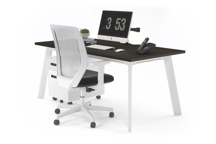 Switch Executive Desk [1400L x 800W with Cable Scallop] Jasonl white leg dark oak none