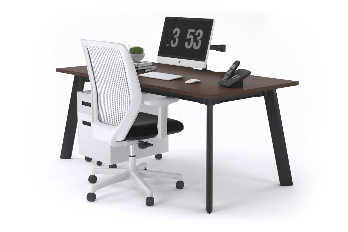 Switch Executive Desk [1400L x 800W with Cable Scallop] Jasonl black leg wenge none
