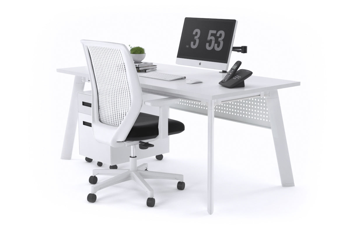 Switch Executive Desk [1600L x 700W] Jasonl white leg white modesty panel